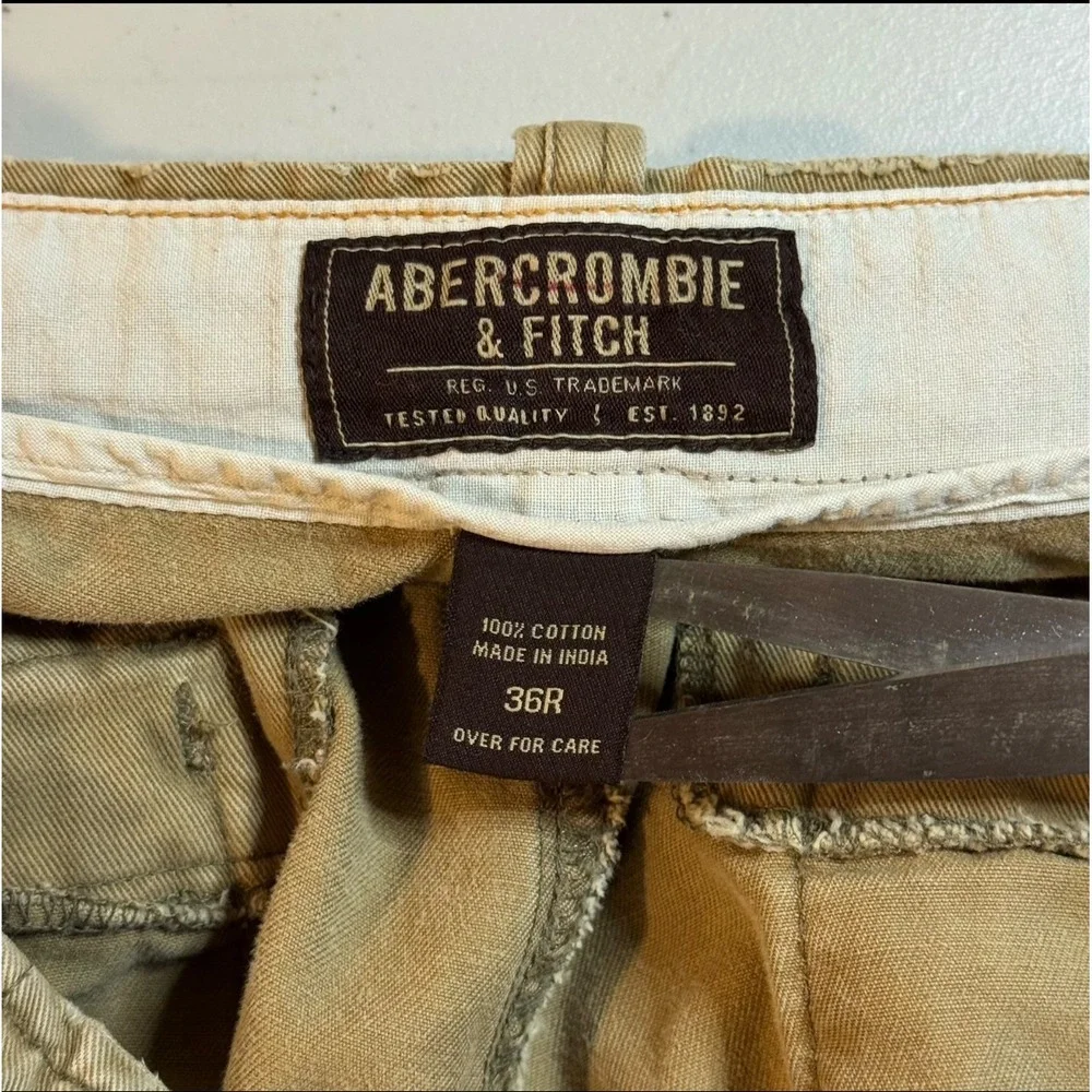 VTG Abercrombie & Fitch Beige Military Paratropper Baggy Cargo Pants Men's 36x32